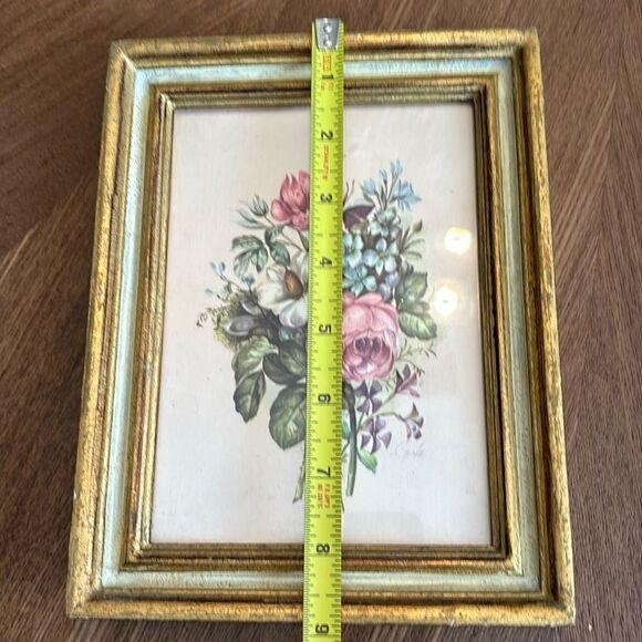 Vintage Italian Silk Flemish School Flowers Frame Art / Set of 2 - Picture 2 of 11